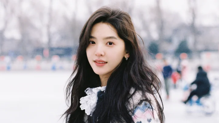 一名长发女性在户外背景前面向镜头微笑。